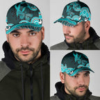 Cyan Ribbon PTSD Awareness Month Classic Cap Aboriginal Art - Aussie Hoodie