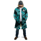 Cyan Ribbon PTSD Awareness Month Cloak Aboriginal Art - Aussie Hoodie