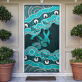 Cyan Ribbon PTSD Awareness Month Door Cover Aboriginal Art - Aussie Hoodie