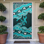 Cyan Ribbon PTSD Awareness Month Door Cover Aboriginal Art - Aussie Hoodie
