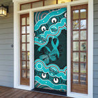 Cyan Ribbon PTSD Awareness Month Door Cover Aboriginal Art - Aussie Hoodie