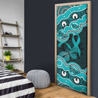 Cyan Ribbon PTSD Awareness Month Door Cover Aboriginal Art - Aussie Hoodie