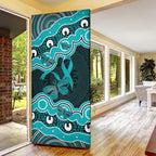 Cyan Ribbon PTSD Awareness Month Door Cover Aboriginal Art - Aussie Hoodie