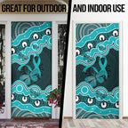 Cyan Ribbon PTSD Awareness Month Door Cover Aboriginal Art - Aussie Hoodie