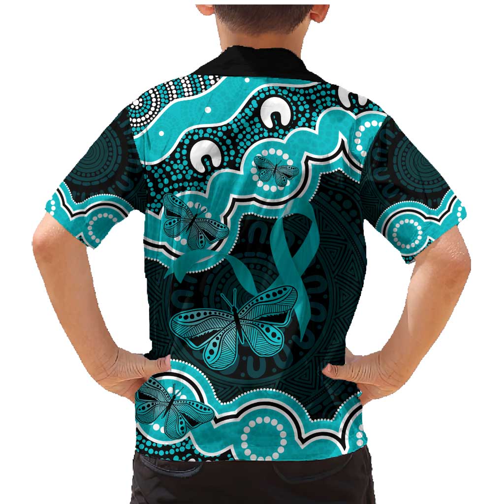 Cyan Ribbon PTSD Awareness Month Family Matching Mermaid Dress and Hawaiian Shirt Aboriginal Art - Aussie Hoodie