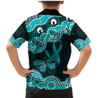 Cyan Ribbon PTSD Awareness Month Family Matching Mermaid Dress and Hawaiian Shirt Aboriginal Art - Aussie Hoodie
