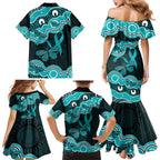 Cyan Ribbon PTSD Awareness Month Family Matching Mermaid Dress and Hawaiian Shirt Aboriginal Art - Aussie Hoodie