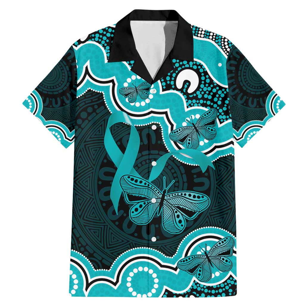 Cyan Ribbon PTSD Awareness Month Family Matching Mermaid Dress and Hawaiian Shirt Aboriginal Art - Aussie Hoodie