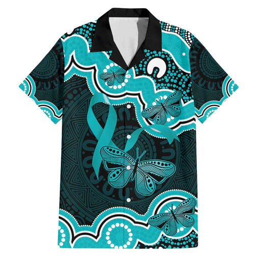 Cyan Ribbon PTSD Awareness Month Family Matching Mermaid Dress and Hawaiian Shirt Aboriginal Art - Aussie Hoodie