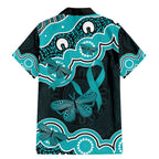 Cyan Ribbon PTSD Awareness Month Family Matching Mermaid Dress and Hawaiian Shirt Aboriginal Art - Aussie Hoodie
