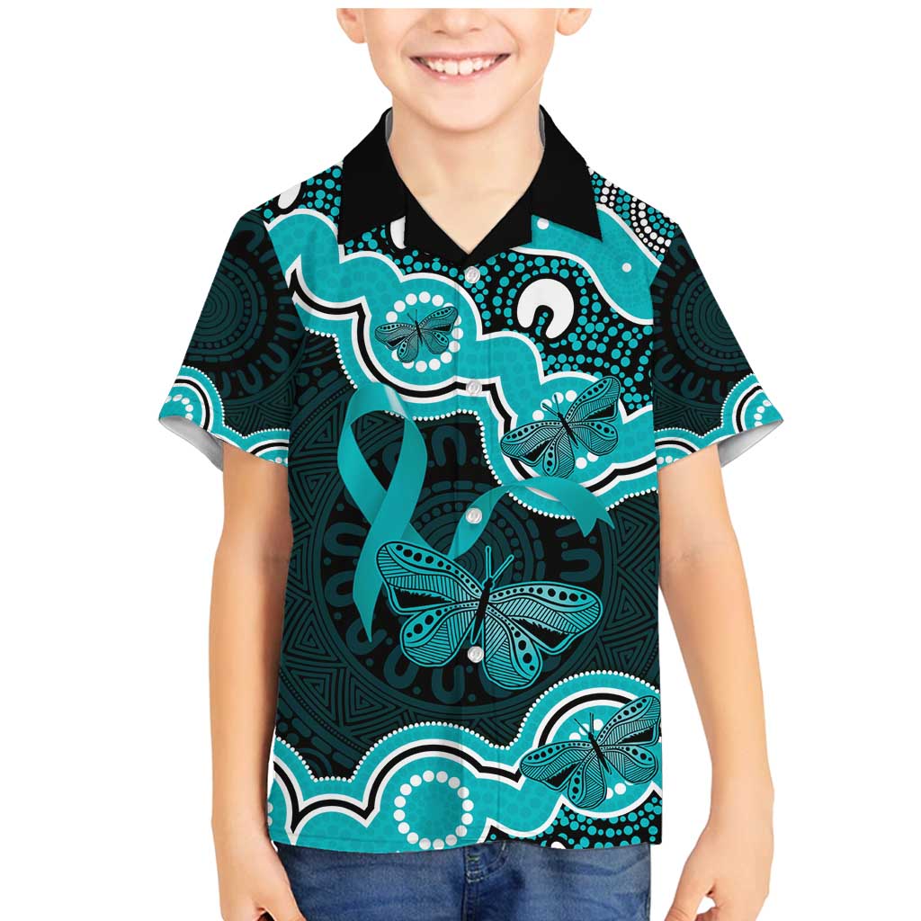 Cyan Ribbon PTSD Awareness Month Family Matching Mermaid Dress and Hawaiian Shirt Aboriginal Art - Aussie Hoodie