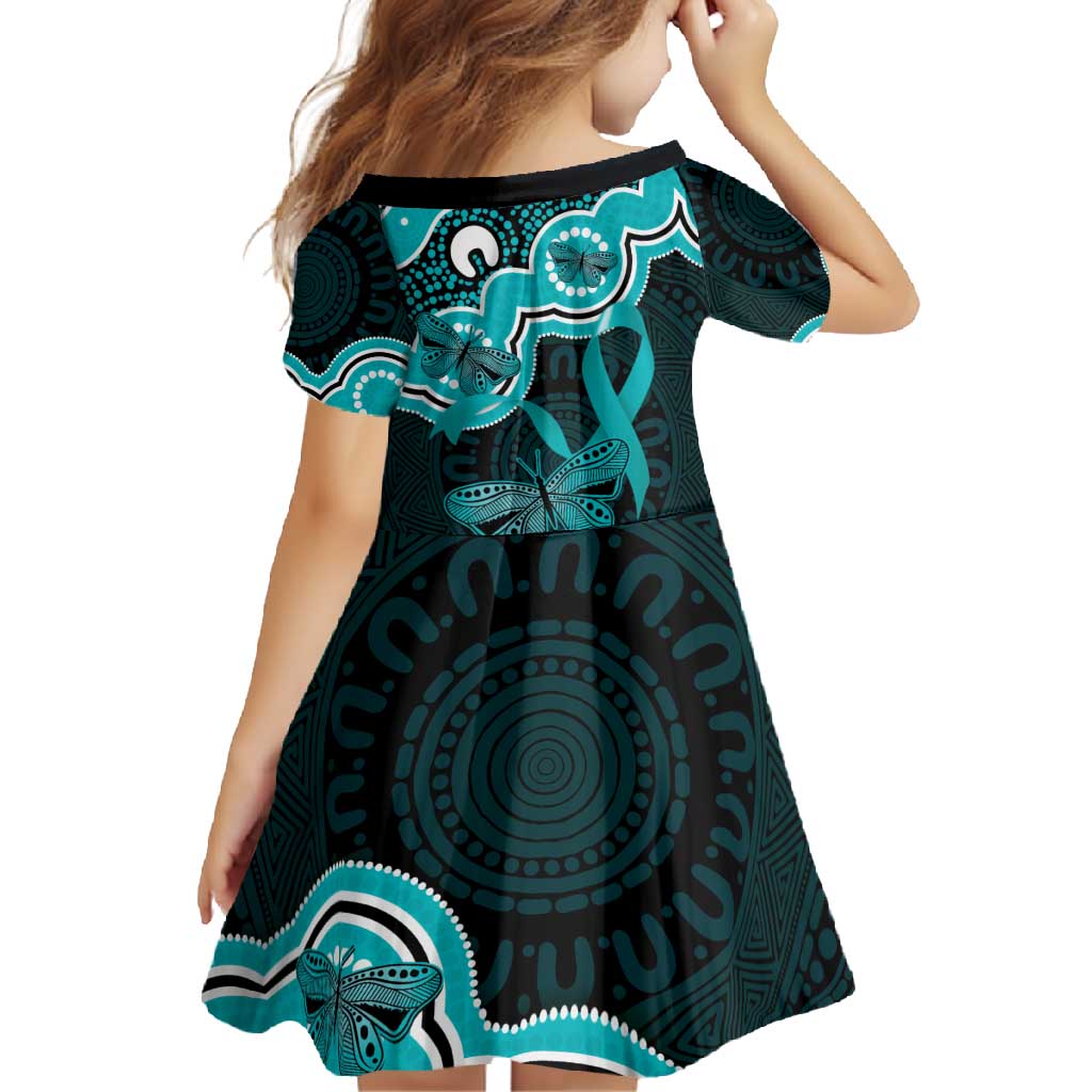 Cyan Ribbon PTSD Awareness Month Family Matching Off Shoulder Maxi Dress and Hawaiian Shirt Aboriginal Art - Aussie Hoodie