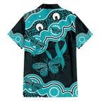 Cyan Ribbon PTSD Awareness Month Family Matching Off Shoulder Maxi Dress and Hawaiian Shirt Aboriginal Art - Aussie Hoodie