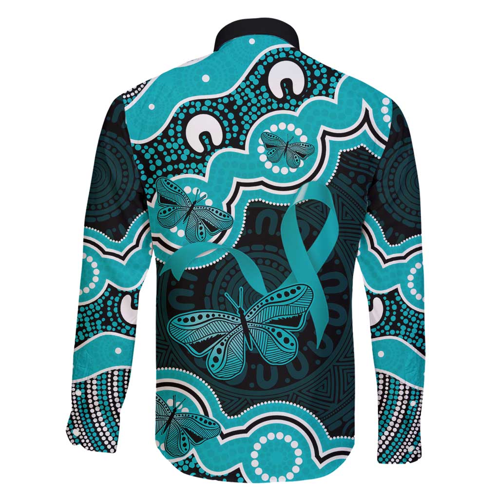 Cyan Ribbon PTSD Awareness Month Family Matching Off Shoulder Maxi Dress and Hawaiian Shirt Aboriginal Art - Aussie Hoodie