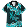 Cyan Ribbon PTSD Awareness Month Family Matching Off Shoulder Short Dress and Hawaiian Shirt Aboriginal Art - Aussie Hoodie