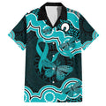 Cyan Ribbon PTSD Awareness Month Family Matching Short Sleeve Bodycon Dress and Hawaiian Shirt Aboriginal Art - Aussie Hoodie