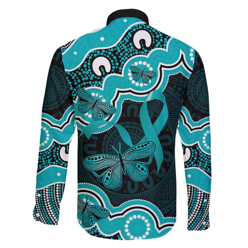 Cyan Ribbon PTSD Awareness Month Family Matching Summer Maxi Dress and Hawaiian Shirt Aboriginal Art - Aussie Hoodie