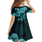 Cyan Ribbon PTSD Awareness Month Family Matching Tank Maxi Dress and Hawaiian Shirt Aboriginal Art - Aussie Hoodie