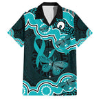 Cyan Ribbon PTSD Awareness Month Family Matching Tank Maxi Dress and Hawaiian Shirt Aboriginal Art - Aussie Hoodie