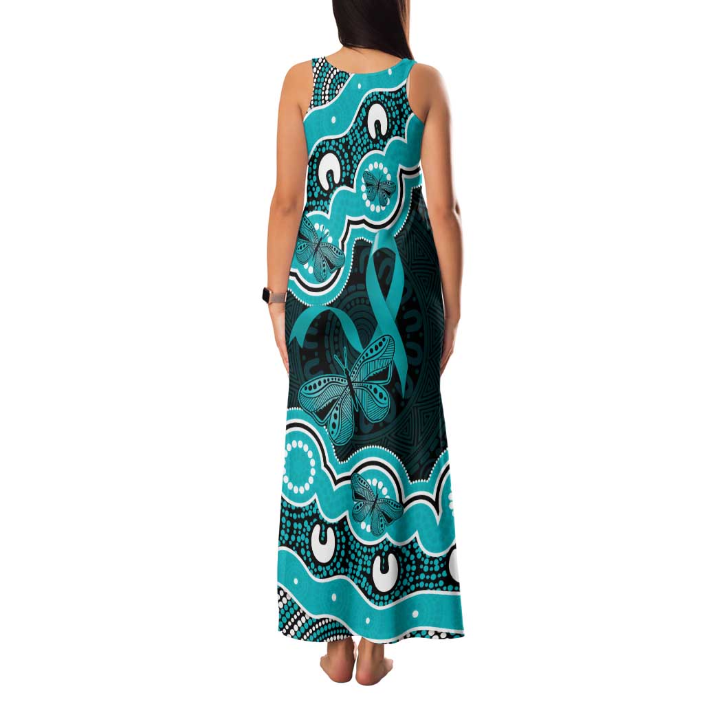 Cyan Ribbon PTSD Awareness Month Family Matching Tank Maxi Dress and Hawaiian Shirt Aboriginal Art - Aussie Hoodie