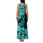 Cyan Ribbon PTSD Awareness Month Family Matching Tank Maxi Dress and Hawaiian Shirt Aboriginal Art - Aussie Hoodie