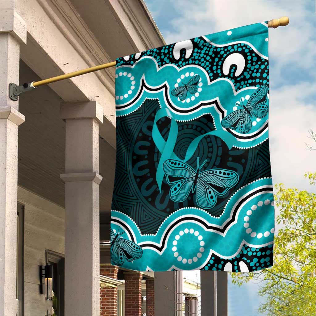 Cyan Ribbon PTSD Awareness Month Garden Flag Aboriginal Art - Aussie Hoodie