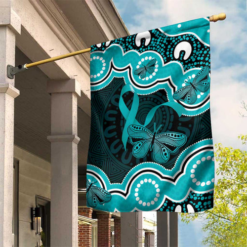Cyan Ribbon PTSD Awareness Month Garden Flag Aboriginal Art - Aussie Hoodie