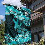 Cyan Ribbon PTSD Awareness Month Garden Flag Aboriginal Art - Aussie Hoodie