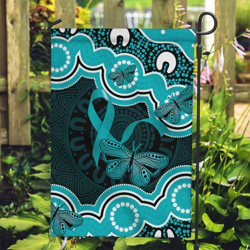 Cyan Ribbon PTSD Awareness Month Garden Flag Aboriginal Art - Aussie Hoodie