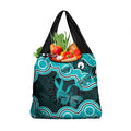 Cyan Ribbon PTSD Awareness Month Grocery Bag Aboriginal Art - Aussie Hoodie