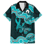Cyan Ribbon PTSD Awareness Month Hawaiian Shirt Aboriginal Art - Aussie Hoodie