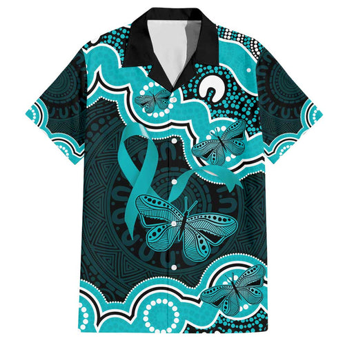 Cyan Ribbon PTSD Awareness Month Hawaiian Shirt Aboriginal Art - Aussie Hoodie