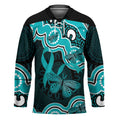 Cyan Ribbon PTSD Awareness Month Hockey Jersey Aboriginal Art - Aussie Hoodie