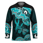 Cyan Ribbon PTSD Awareness Month Hockey Jersey Aboriginal Art - Aussie Hoodie