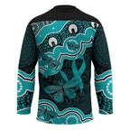 Cyan Ribbon PTSD Awareness Month Hockey Jersey Aboriginal Art - Aussie Hoodie