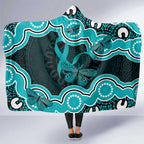 Cyan Ribbon PTSD Awareness Month Hooded Blanket Aboriginal Art - Aussie Hoodie