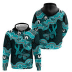 Cyan Ribbon PTSD Awareness Month Hoodie Aboriginal Art - Aussie Hoodie