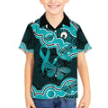 Cyan Ribbon PTSD Awareness Month Kid Hawaiian Shirt Aboriginal Art - Aussie Hoodie