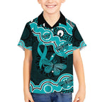 Cyan Ribbon PTSD Awareness Month Kid Hawaiian Shirt Aboriginal Art - Aussie Hoodie