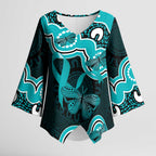 Cyan Ribbon PTSD Awareness Month Kimono Sleeve Blouse Aboriginal Art - Aussie Hoodie