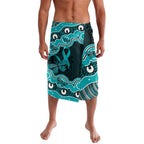 Cyan Ribbon PTSD Awareness Month Lavalava Aboriginal Art - Aussie Hoodie