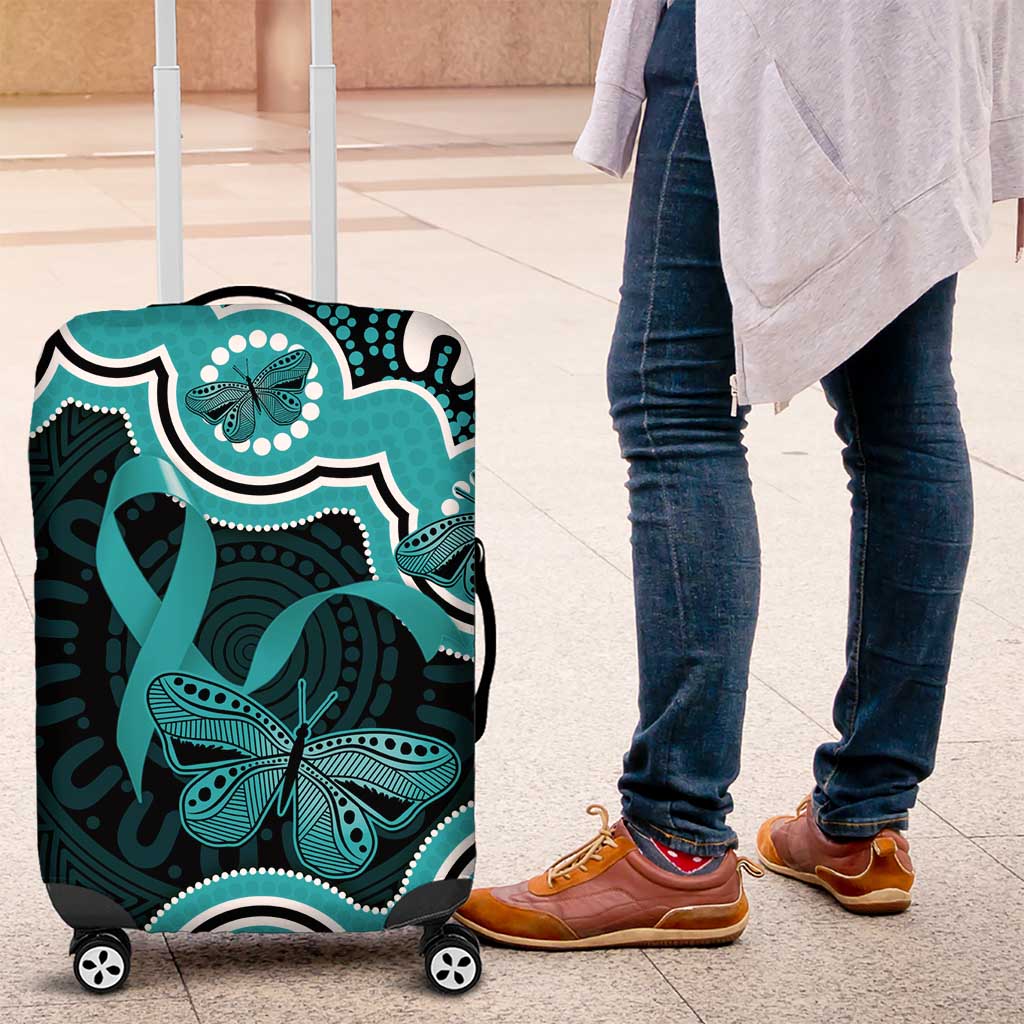 Cyan Ribbon PTSD Awareness Month Luggage Cover Aboriginal Art - Aussie Hoodie