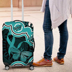 Cyan Ribbon PTSD Awareness Month Luggage Cover Aboriginal Art - Aussie Hoodie