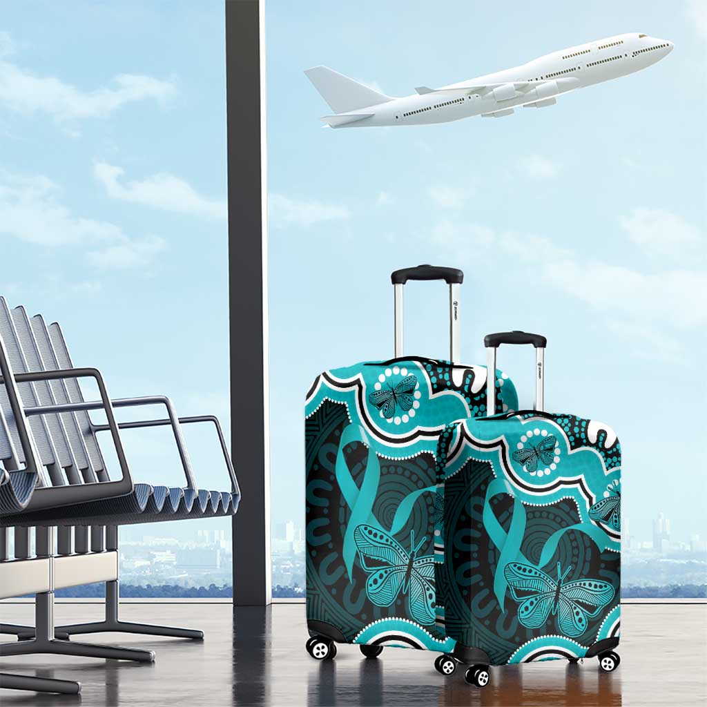 Cyan Ribbon PTSD Awareness Month Luggage Cover Aboriginal Art - Aussie Hoodie