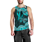 Cyan Ribbon PTSD Awareness Month Men Tank Top Aboriginal Art - Aussie Hoodie