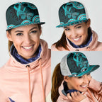 Cyan Ribbon PTSD Awareness Month Mesh Trucker Cap Aboriginal Art - Aussie Hoodie