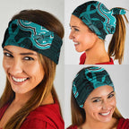 Cyan Ribbon PTSD Awareness Month Neck Gaiter Aboriginal Art - Aussie Hoodie