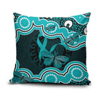 Cyan Ribbon PTSD Awareness Month Pillow Cover Aboriginal Art - Aussie Hoodie