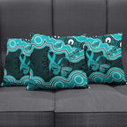 Cyan Ribbon PTSD Awareness Month Pillow Cover Aboriginal Art - Aussie Hoodie