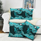 Cyan Ribbon PTSD Awareness Month Pillow Cover Aboriginal Art - Aussie Hoodie